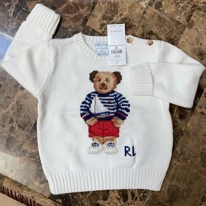 Unisex Brand New Ralph Lauren Children’s sz 24m Nautical Teddy Bear Polo Sweater